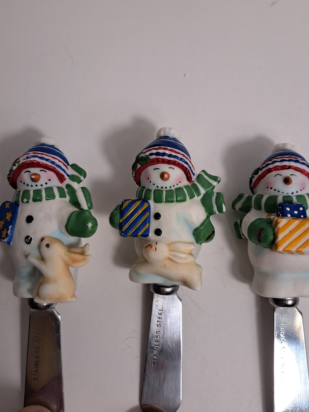 Boston Warehouse Snowman Spreaders Set of 3 Holiday Cheese Butter Knives